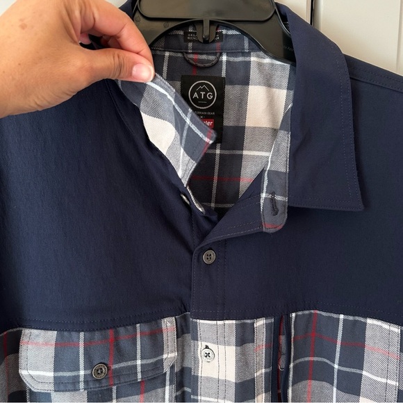 Wrangler ATG Shirt Men's 2XL Blue Plaid Long Sleeve Button Front Western Casual - Picture 5 of 10